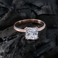 Ha-eun White Solitaire Ring for Women with Rose Gold