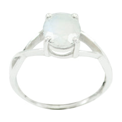 Kristine White Solitaire Ring for Women - Elegant Silver Design Rainbow Moonstone White