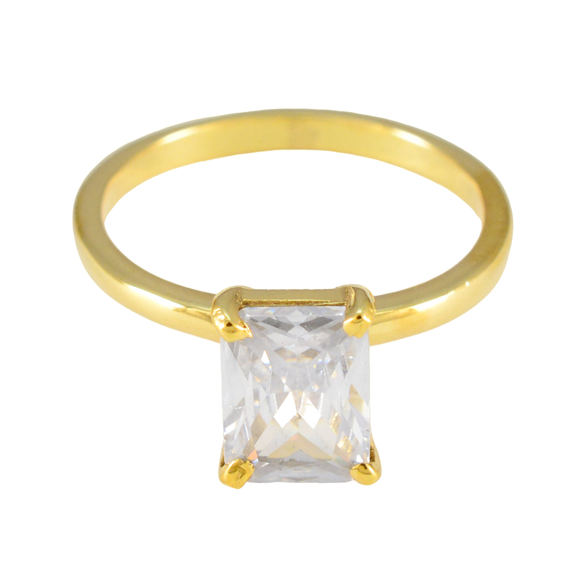 Carolina White Solitaire Ring for Women in Gold Tone Cubic zirconia CZ White