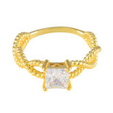 Angel White Solitaire Ring for Women Gold Plated Cubic zirconia CZ White