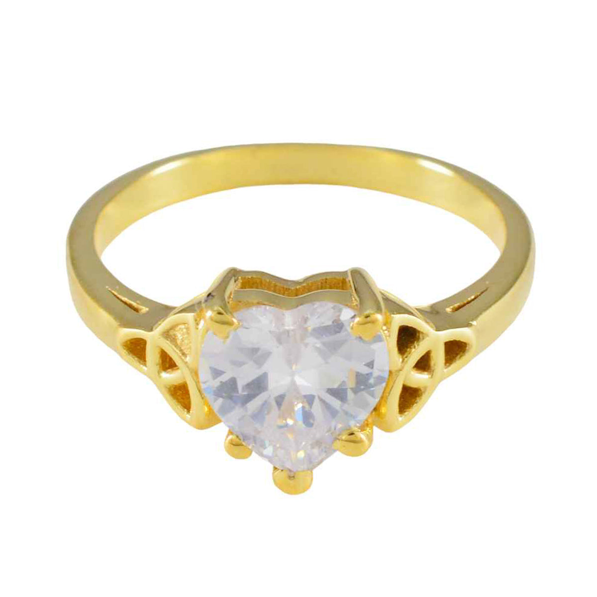 Ana White Solitaire Ring for Women Gold Heart Design White CZ White