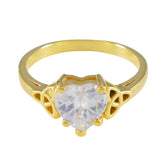 Ana White Solitaire Ring for Women Gold Heart Design White CZ White