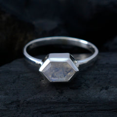 Josephine White Solitaire Ring for Women Elegant Hexagonal