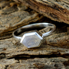 Josephine White Solitaire Ring for Women Elegant Hexagonal