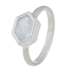 Josephine White Solitaire Ring for Women Elegant Hexagonal