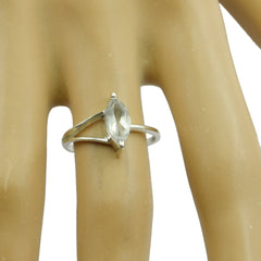 Yuki white solitaire ring for women featuring a marquise-cut clear stone on a delicate silver band