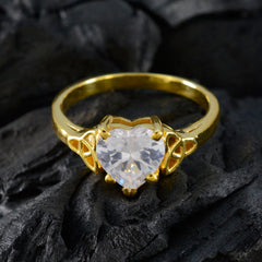 Ana White Solitaire Ring for Women Gold Heart Design