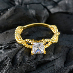 Angel White Solitaire Ring for Women Gold Plated