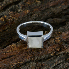 Putri White Solitaire Ring for Women Square Design