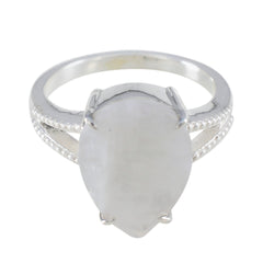 Lucia White Solitaire Ring for Women Elegant Design Rainbow Moonstone White