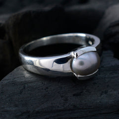 Yasmine White Solitaire Ring for Women with Pearl