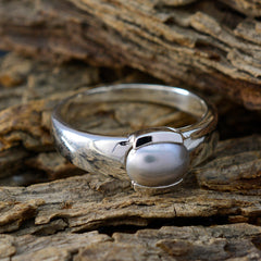 Yasmine White Solitaire Ring for Women with Pearl