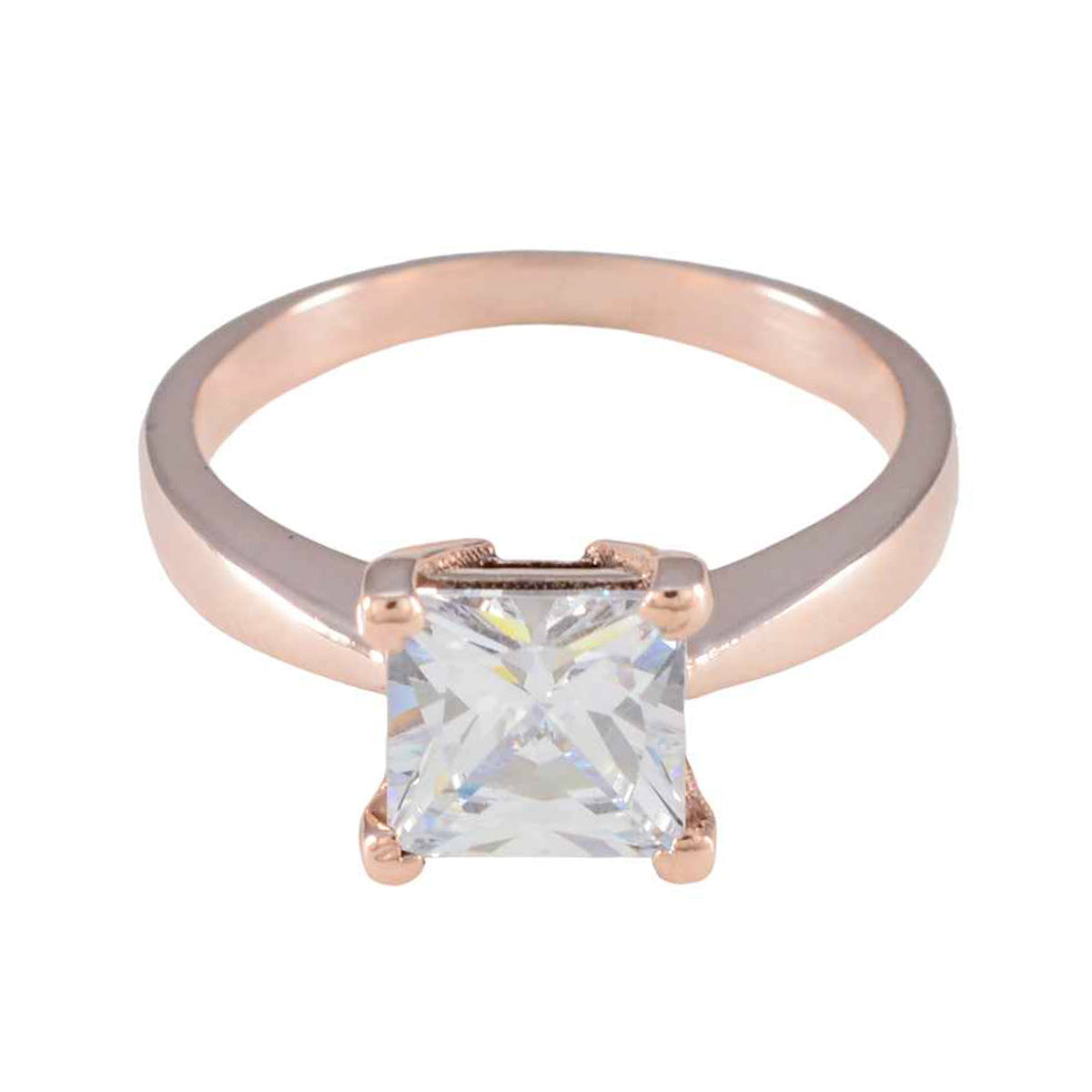 Carla White Solitaire Ring for Women with Square Gem White CZ White