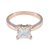 Carla White Solitaire Ring for Women with Square Gem White CZ White