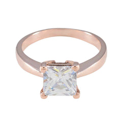 Carla White Solitaire Ring for Women with Square Gem White CZ White
