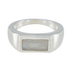 Eliza White Solitaire Ring for Women with Gemstone Rainbow Moonstone White