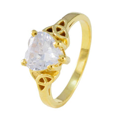 Ana White Solitaire Ring for Women Gold Heart Design