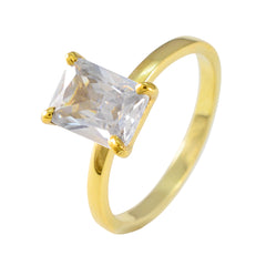 Carolina White Solitaire Ring for Women in Gold Tone