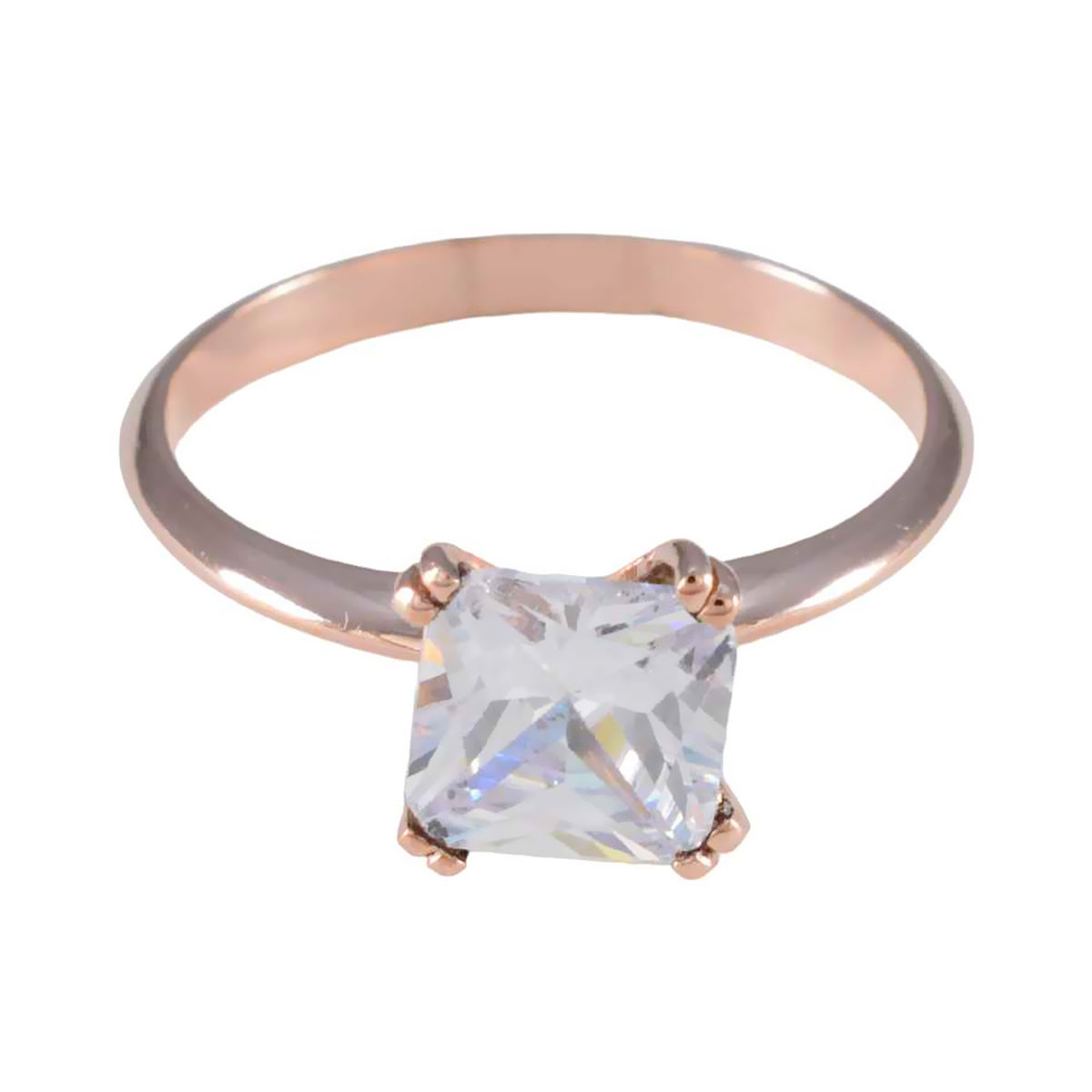 Ha-eun White Solitaire Ring for Women with Rose Gold Cubic zirconia CZ White