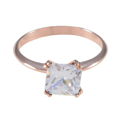 Ha-eun White Solitaire Ring for Women with Rose Gold Cubic zirconia CZ White