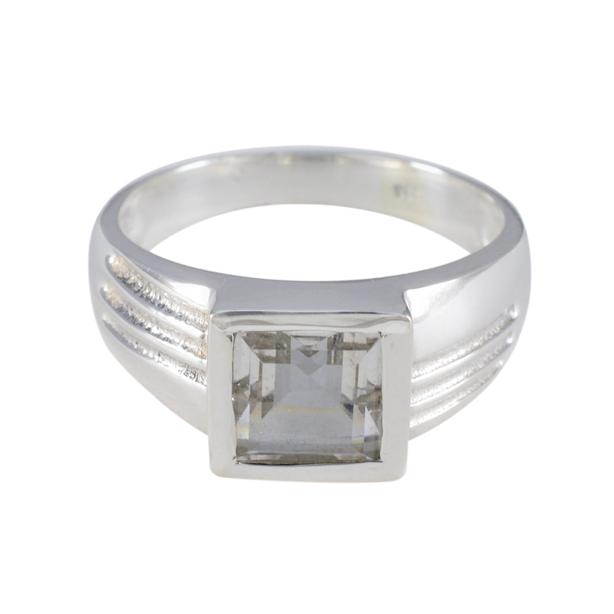 Giulia White Solitaire Ring for Women with Square Gemstone Crystal Quartz White