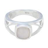 Clara White Solitaire Ring for Women Sterling Silver Rainbow Moonstone White