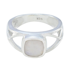 Clara White Solitaire Ring for Women Sterling Silver Rainbow Moonstone White