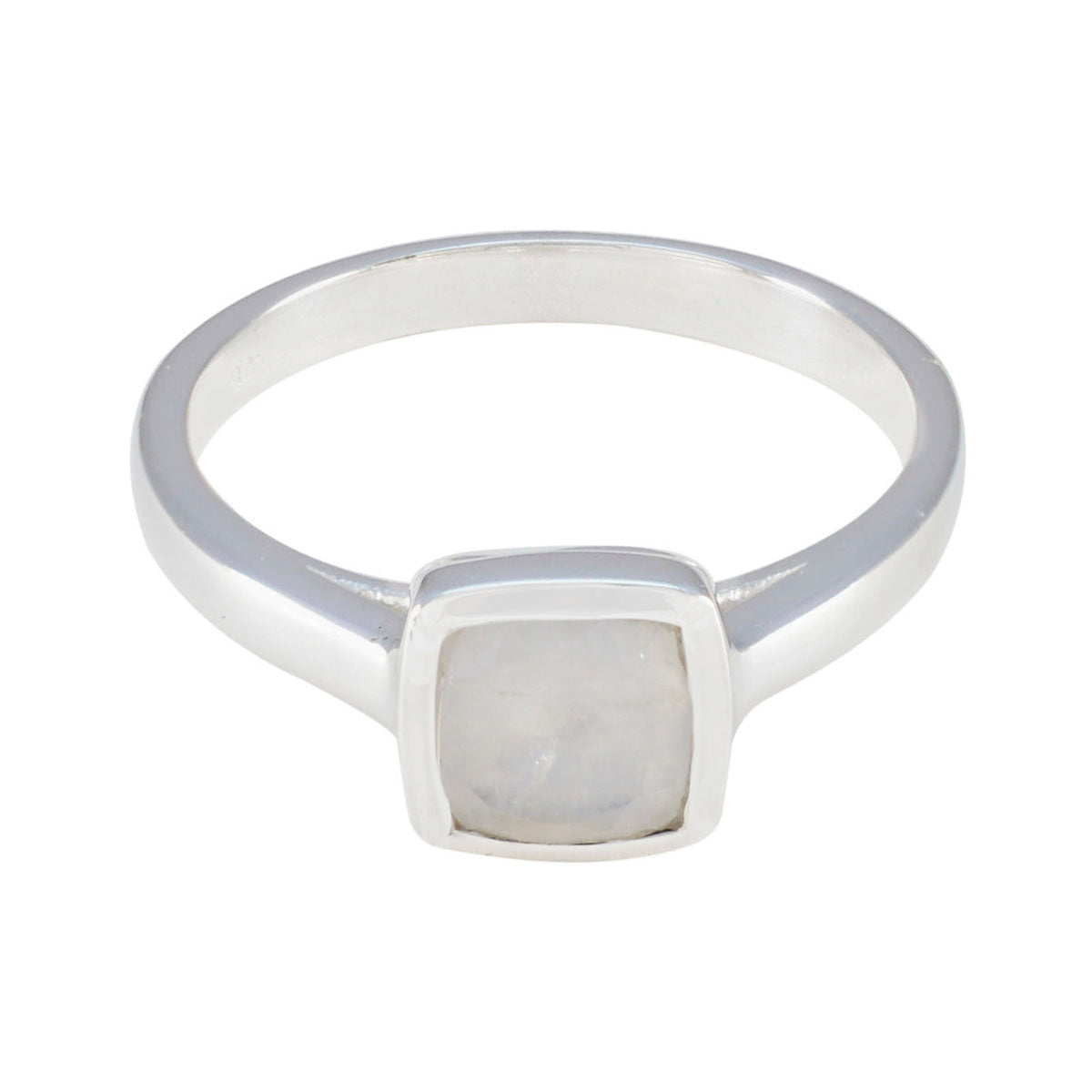 Victoria White Solitaire Ring for Women in Silver Rainbow Moonstone White