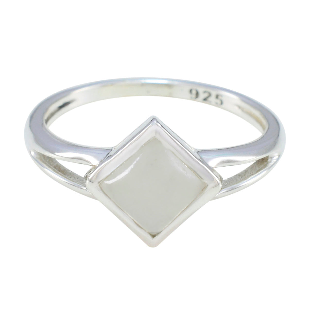 Hana White Solitaire Ring for Women Sterling Silver Rainbow Moonstone White