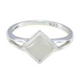 Hana White Solitaire Ring for Women Sterling Silver Rainbow Moonstone White