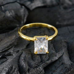 Carolina White Solitaire Ring for Women in Gold Tone