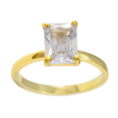 Carolina White Solitaire Ring for Women in Gold Tone