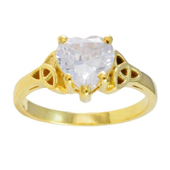 Ana White Solitaire Ring for Women Gold Heart Design