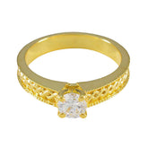 Hua White Solitaire Ring with Gold Plated Design White CZ White