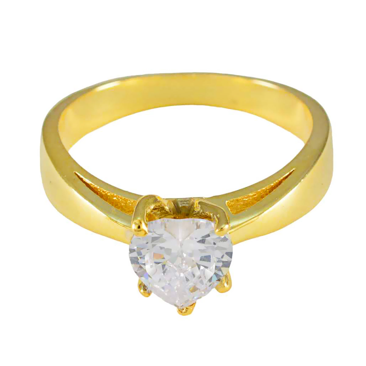 Xiu White Solitaire Ring with Heart-Shaped Gem White CZ White