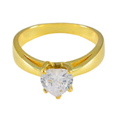 Xiu White Solitaire Ring with Heart-Shaped Gem White CZ White