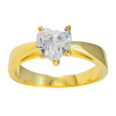 Xiu White Solitaire Ring with Heart-Shaped Gem