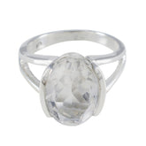 Luisa White Solitaire Ring India with Oval Gemstone Crystal Quartz White