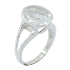 Luisa White Solitaire Ring India with Oval Gemstone