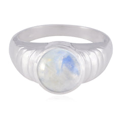 Lorena White Solitaire Ring India with Moonstone Gem Rainbow Moonstone White