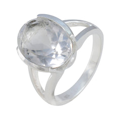 Luisa White Solitaire Ring India with Oval Gemstone
