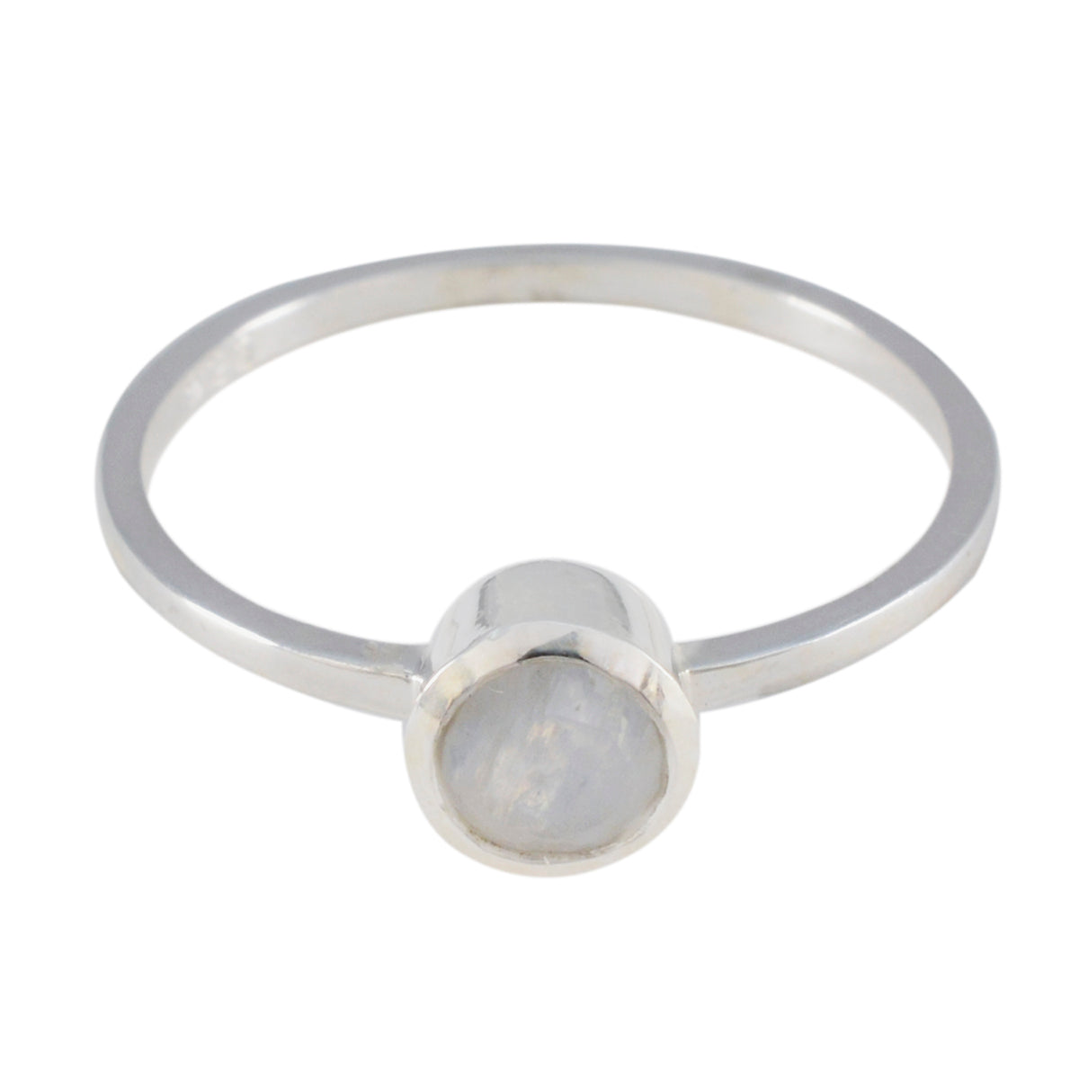 Stella White Solitaire Ring India with Moonstone Gem Rainbow Moonstone White