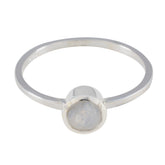 Stella White Solitaire Ring India with Moonstone Gem Rainbow Moonstone White