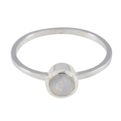 Stella White Solitaire Ring India with Moonstone Gem Rainbow Moonstone White