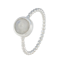 Xiu White Solitaire Ring with Elegant Beaded Band