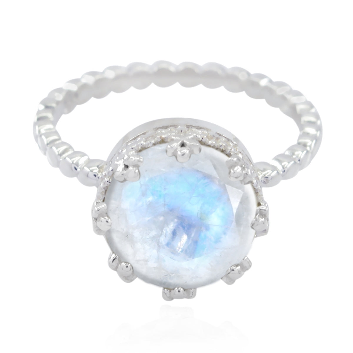 Scarlett Trendy White Solitaire Ring Rainbow Moonstone White