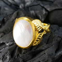 Lucy White Solitaire Ring with Gold Leaf Design