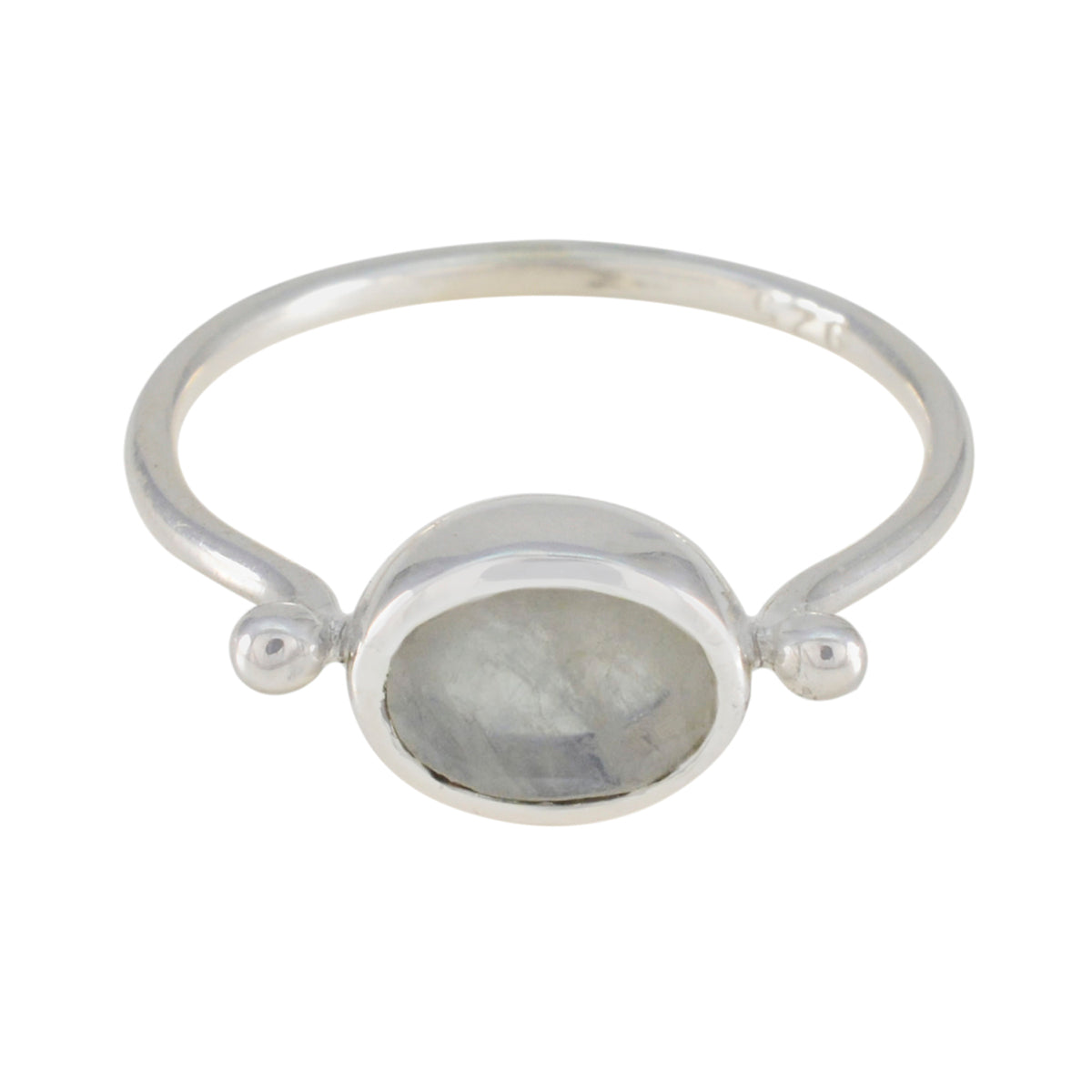 Chen Contemporary White Solitaire Ring Rainbow Moonstone White