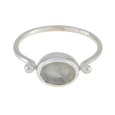 Chen Contemporary White Solitaire Ring Rainbow Moonstone White