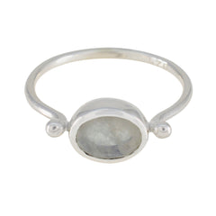 Chen Contemporary White Solitaire Ring Rainbow Moonstone White